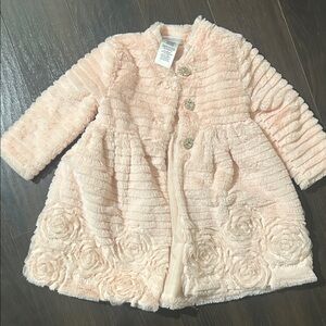 Blueberi Boulevard Blush Kids Coat with Floral Details